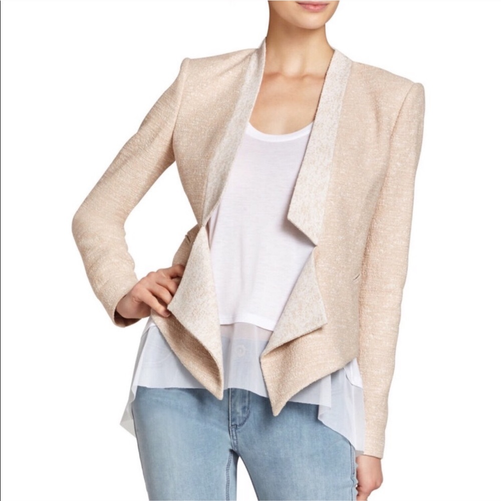 New BCBG Maxazria Candice Drape Blazer powder